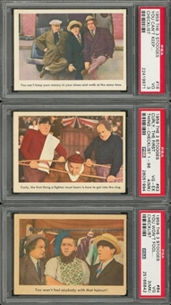 1959 Fleer "Three Stooges" Checklist Cards PSA-Graded Trio (3 Different) – #s 16, 63 and 64